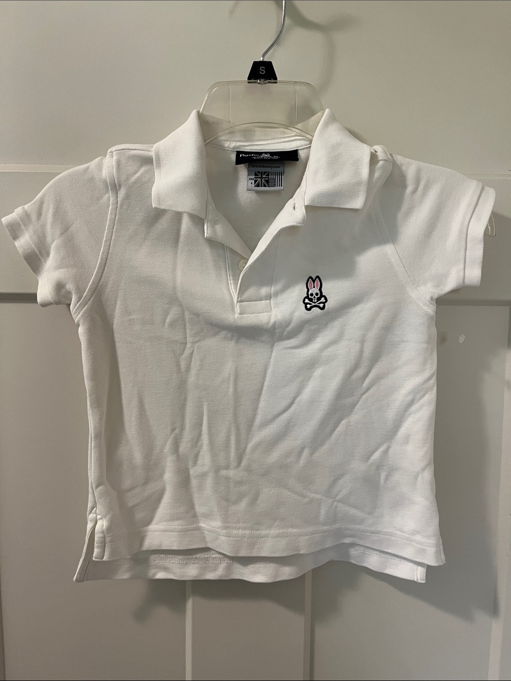 Psycho Bunny White Kids Polo with Bunny Patch size 4